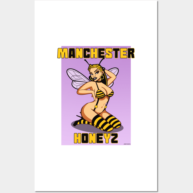 Manchester honeyz, Manchester bee, Manchester girl Wall Art by jimmy-digital